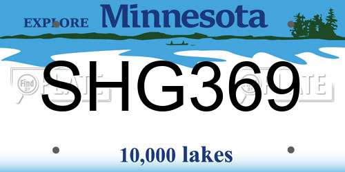 SHG369 Minnesota License Plate