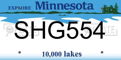 SHG554 Minnesota License Plate