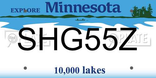 SHG55Z Minnesota License Plate