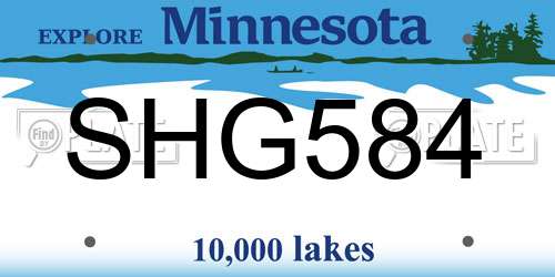 SHG584 Minnesota License Plate