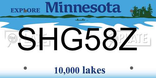 SHG58Z Minnesota License Plate