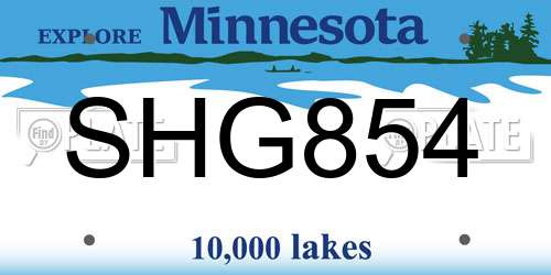 SHG854 Minnesota License Plate