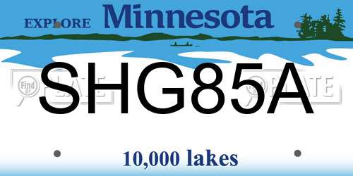 SHG85A Minnesota License Plate