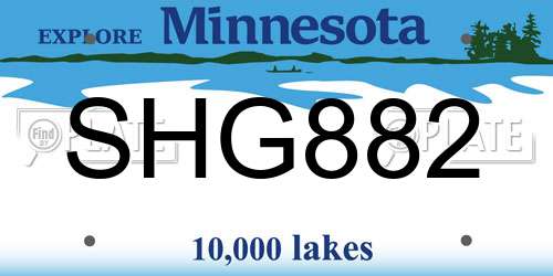 SHG882 Minnesota License Plate