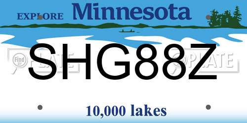 SHG88Z Minnesota License Plate