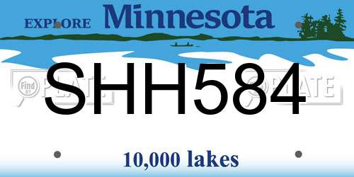 SHH584 Minnesota License Plate