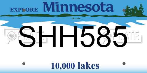 SHH585 Minnesota License Plate