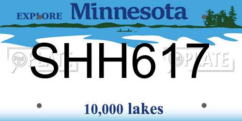 SHH617 Minnesota License Plate
