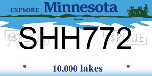 SHH772 Minnesota License Plate