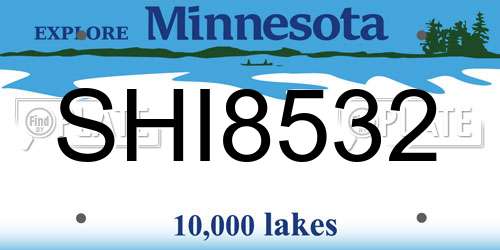 SHI8532 Minnesota License Plate