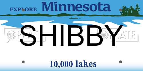 SHIBBY Minnesota License Plate