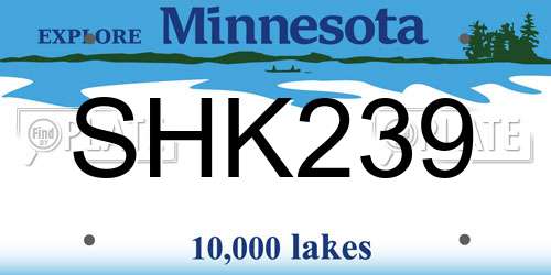 SHK239 Minnesota License Plate