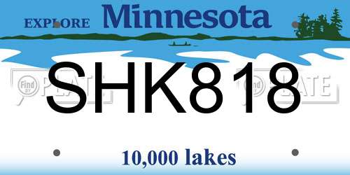 SHK818 Minnesota License Plate