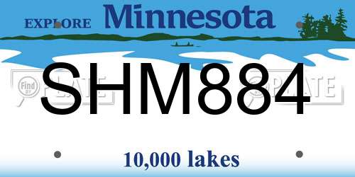 SHM884 Minnesota License Plate