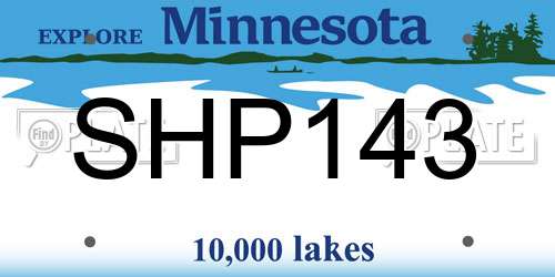 SHP143 Minnesota License Plate