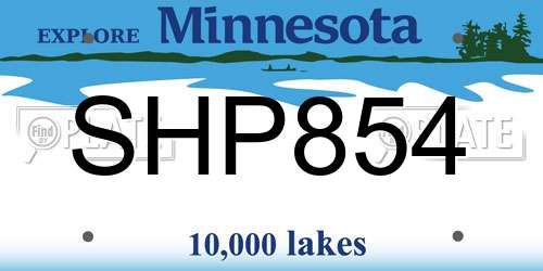 SHP854 Minnesota License Plate