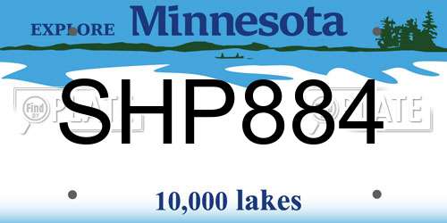 SHP884 Minnesota License Plate