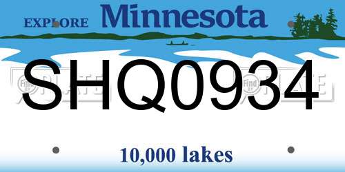 SHQ0934 Minnesota License Plate