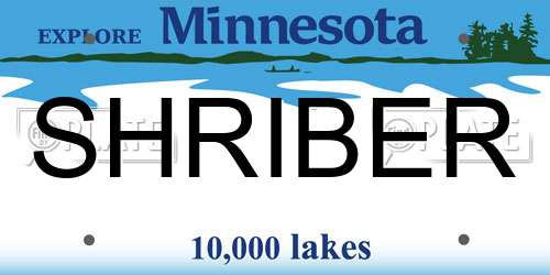 SHRIBER Minnesota License Plate