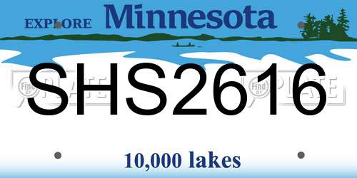 SHS2616 Minnesota License Plate