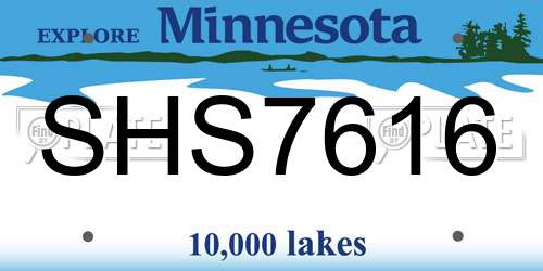 SHS7616 Minnesota License Plate
