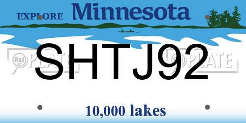 SHTJ92 Minnesota License Plate
