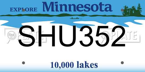 SHU352 Minnesota License Plate