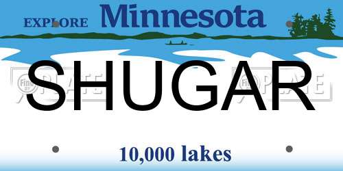 SHUGAR Minnesota License Plate
