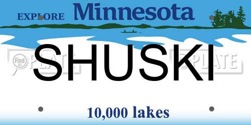 SHUSKI Minnesota License Plate