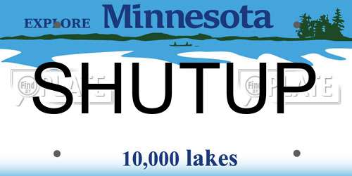 SHUTUP Minnesota License Plate
