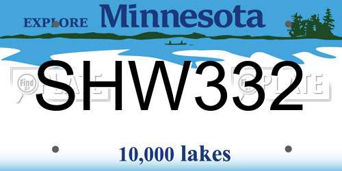 SHW332 Minnesota License Plate