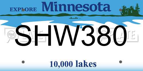 SHW380 Minnesota License Plate