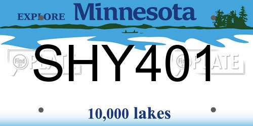 SHY401 Minnesota License Plate