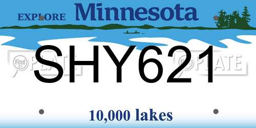 SHY621 Minnesota License Plate