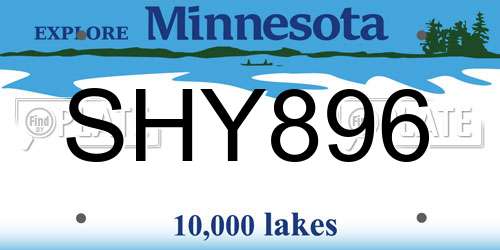 SHY896 Minnesota License Plate