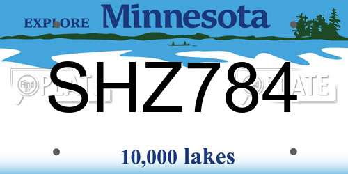 SHZ784 Minnesota License Plate