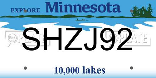 SHZJ92 Minnesota License Plate