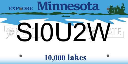 SI0U2W Minnesota License Plate
