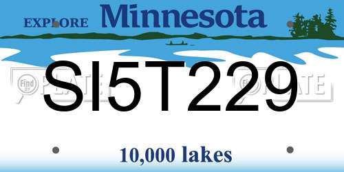 SI5T229 Minnesota License Plate