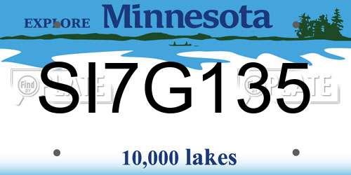 SI7G135 Minnesota License Plate