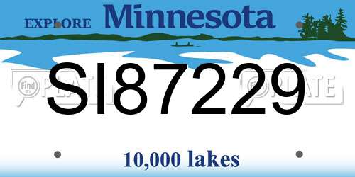 SI87229 Minnesota License Plate
