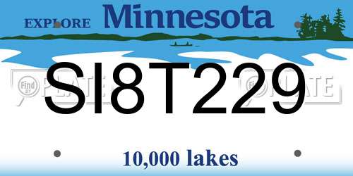 SI8T229 Minnesota License Plate