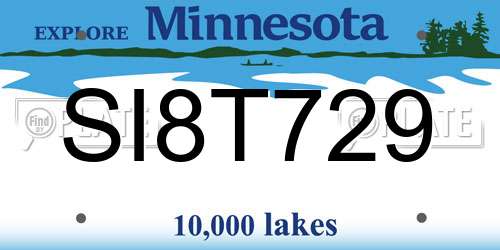 SI8T729 Minnesota License Plate