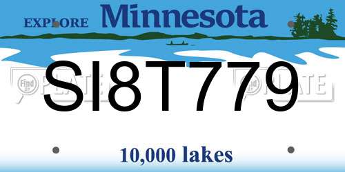 SI8T779 Minnesota License Plate