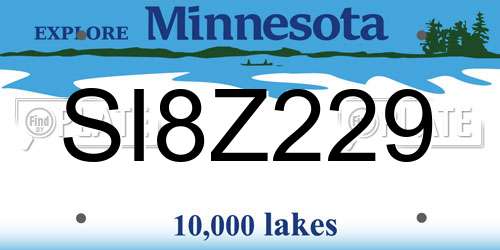 SI8Z229 Minnesota License Plate