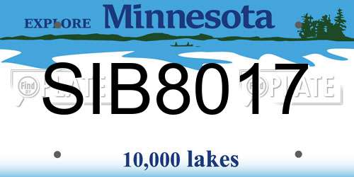SIB8017 Minnesota License Plate