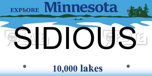 SIDIOUS Minnesota License Plate