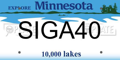 SIGA40 Minnesota License Plate