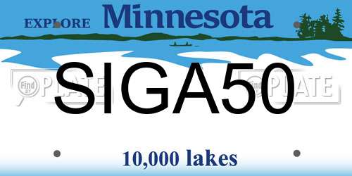 SIGA50 Minnesota License Plate