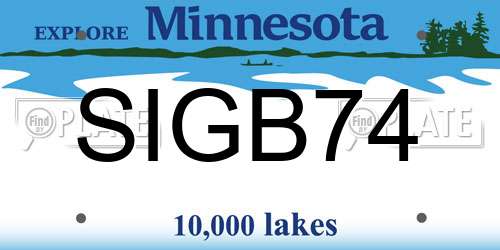 SIGB74 Minnesota License Plate
